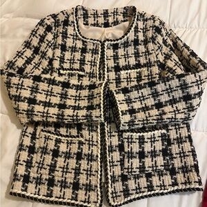 Women's Black and White Tweed Jacket